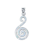 Swirl Lab Created Opal 925 Sterling Silver Charm Pendant