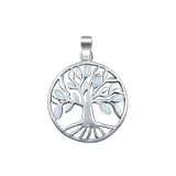 Tree of Life Lab Created Opal 925 Sterling Silver Charm Pendant