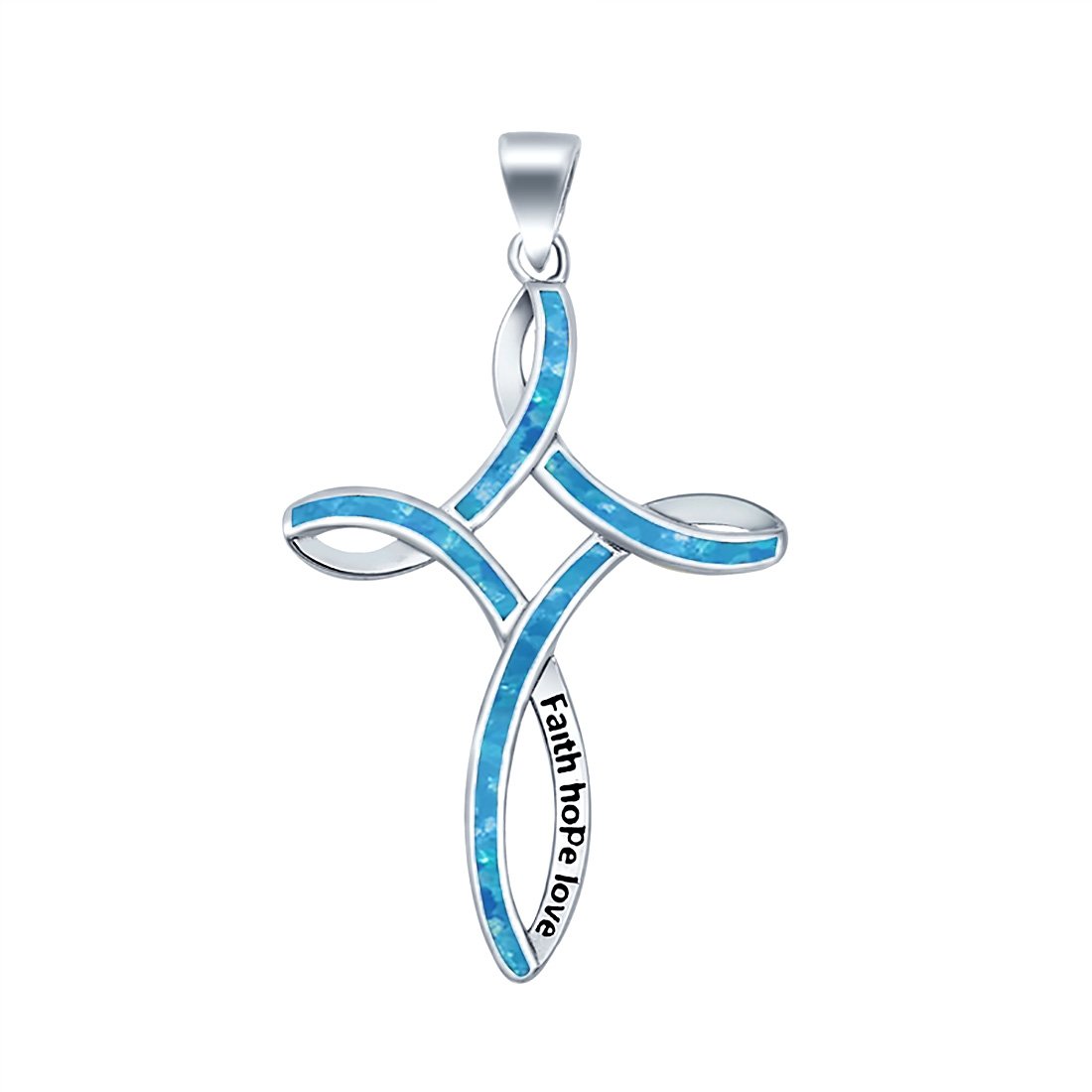 Cross Lab Created Opal 925 Sterling Silver Charm Pendant