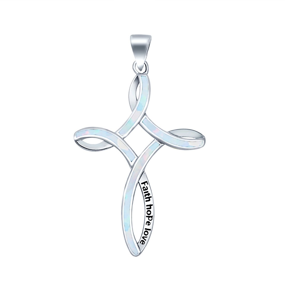 Cross Lab Created Opal 925 Sterling Silver Charm Pendant