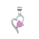 Love Heart Charm Pendant Lab Created Opal 925 Sterling Silver