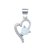 Love Heart Charm Pendant Lab Created Opal 925 Sterling Silver