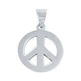 925 Sterling Silver Plain Peace Sign Charm Pendant Fashion Jewelry