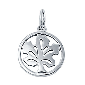 Silver Tree Pendant Round 925 Sterling Silver