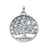 Tree of Life Pendant Charm Round 925 Sterling Silver