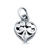 Bali Heart Charm Pendant 925 Sterling Silver Fashion Jewelry