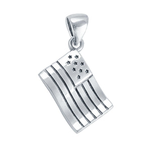 American Flag Pendant Charm 925 Sterling Silver