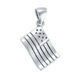American Flag Pendant in 925 Sterling Silver Plain