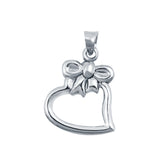 Heart with Ribbon Charm Pendant 925 Sterling Silver