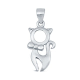 Silver Cat Charm Pendant 925 Sterling Silver