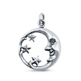 Moon & Stars Pendant Charm 925 Sterling Silver