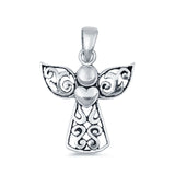 Filigree Angel Pendant Charm Solid 925 Sterling Silver
