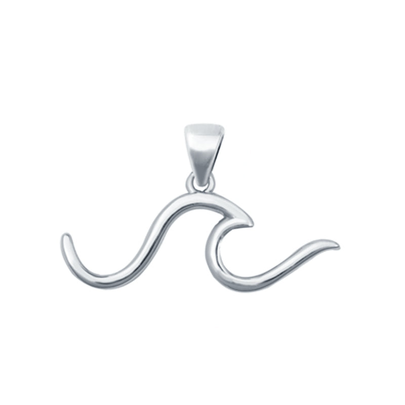 Ocean Wave Plain Pendants Charm Surf Beach 925 Sterling Silver