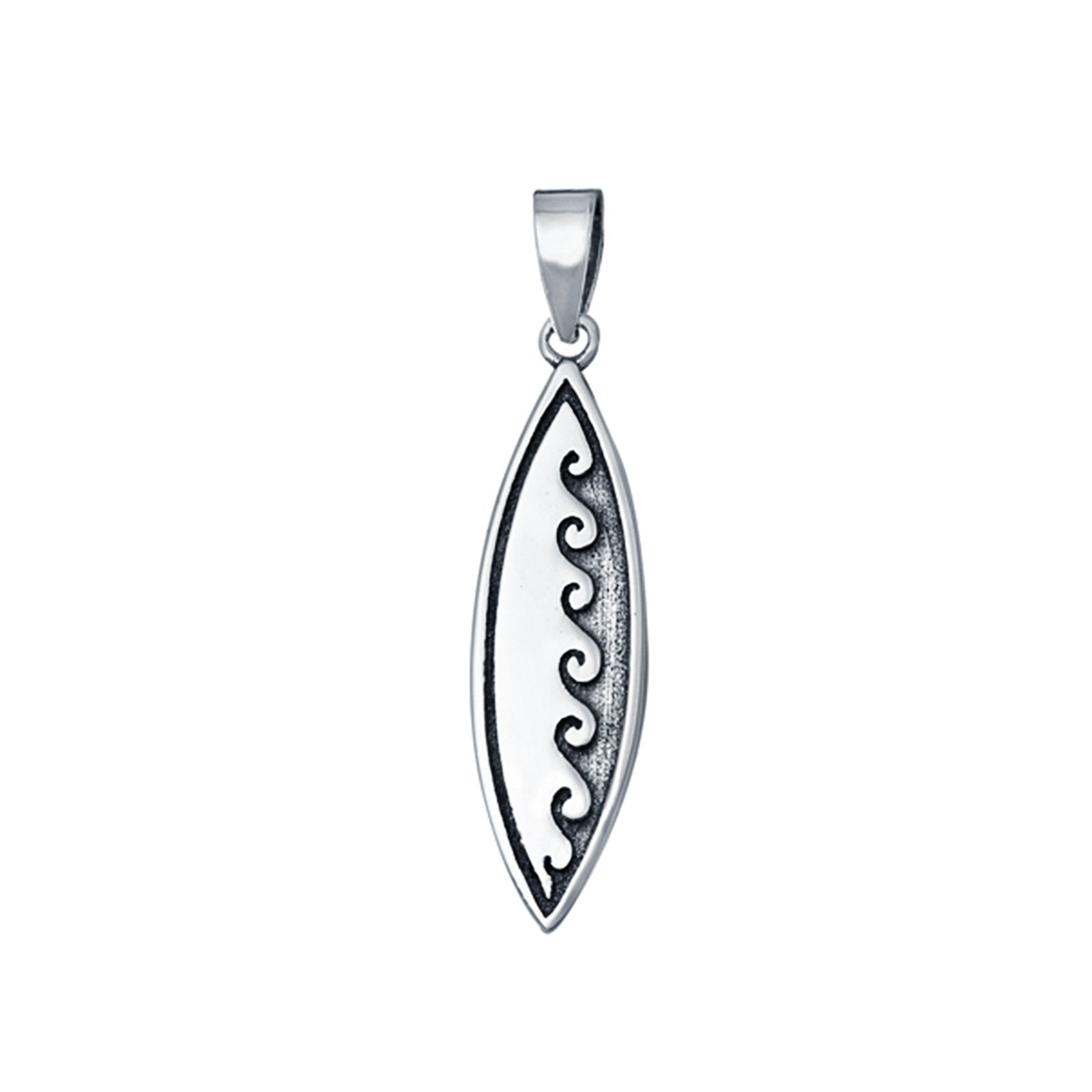 Silver Surfboard Charm Pendant 925 Sterling Silver