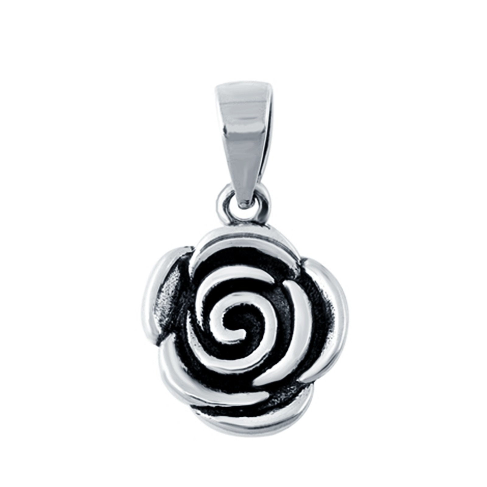 Silver Rose Charm Pendant 925 Sterling Silver Fashion Jewelry