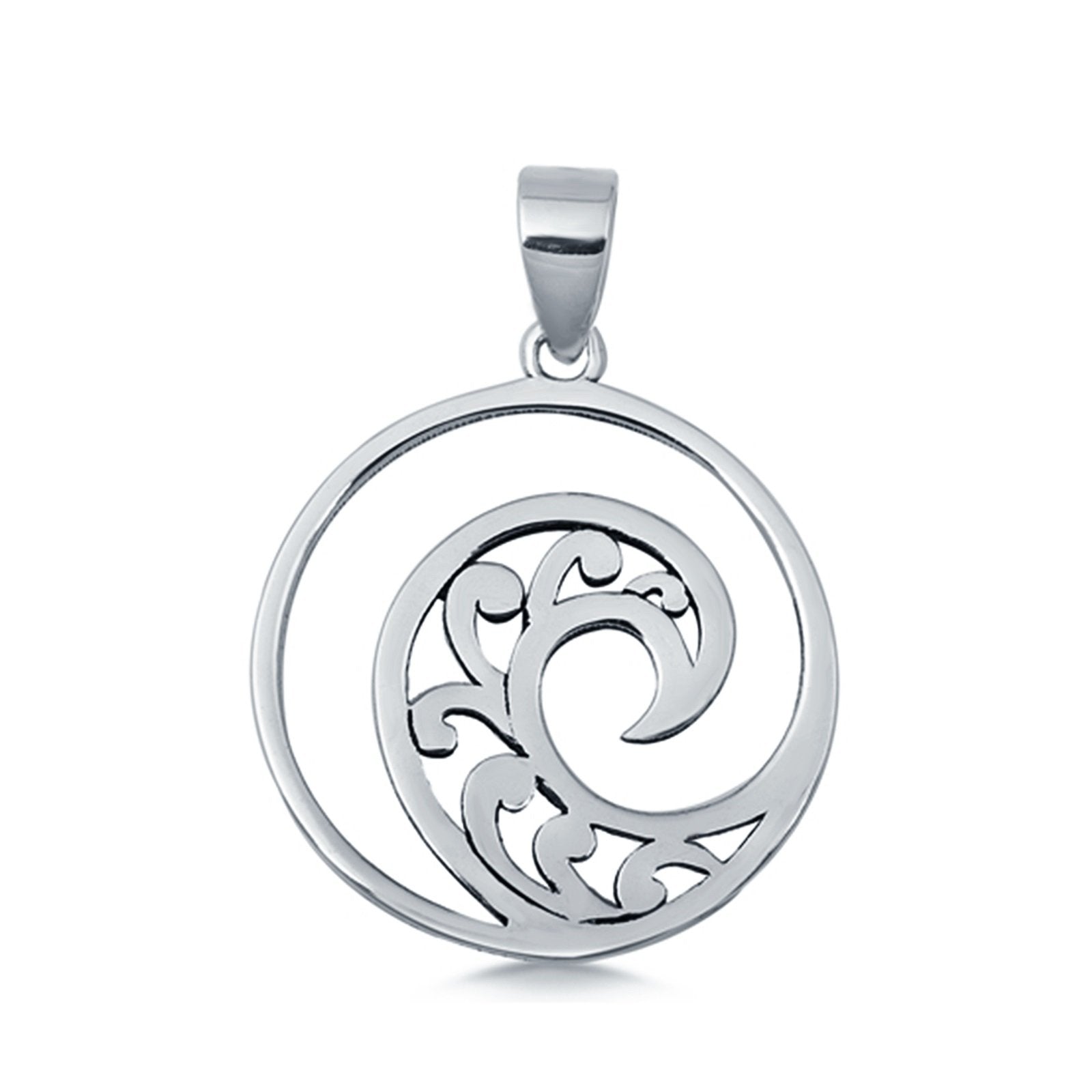 Fashion Jewelry Wave Pendant Charm 925 Sterling Silver (20mm)