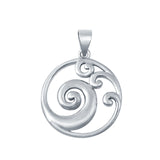 Silver Waves Pendant Charm 925 Sterling Silver (19mm)