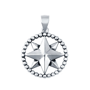Sterling Silver Compass Arrow Pendant Charm 925 Sterling Silver (17mm)
