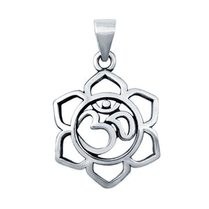 Sterling Silver Om Pendant Charm 925 Sterling Silver (16mm)