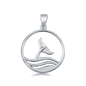 Sterling Silver Whale Tail Pendant Charm 925 Sterling Silver (23mm)