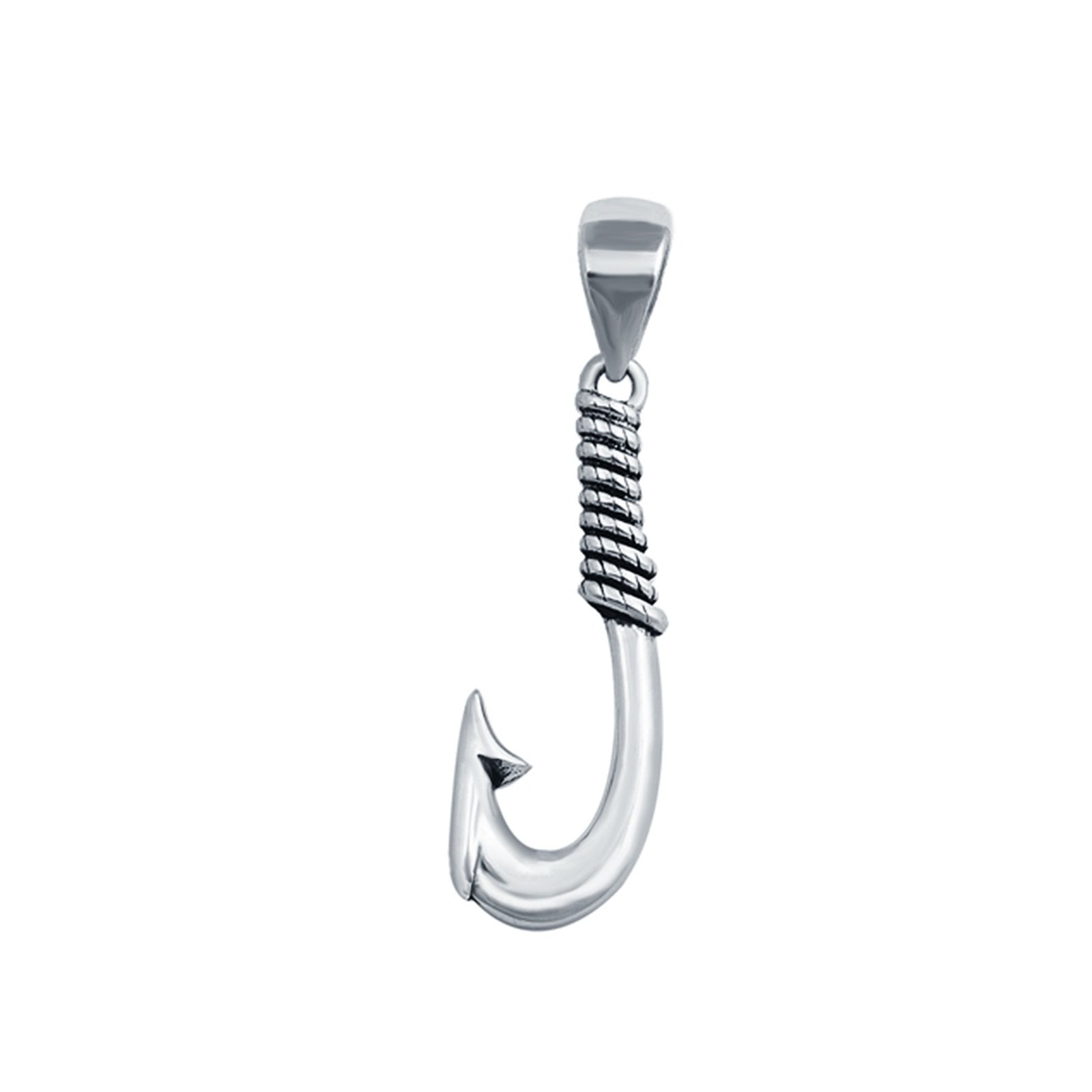 Sterling Silver Fish Hook Pendant Charm 925 Sterling Silver (24mm) – Blue  Apple Jewelry