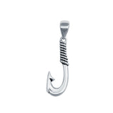 Sterling Silver Fish Hook Pendant Charm 925 Sterling Silver (24mm)
