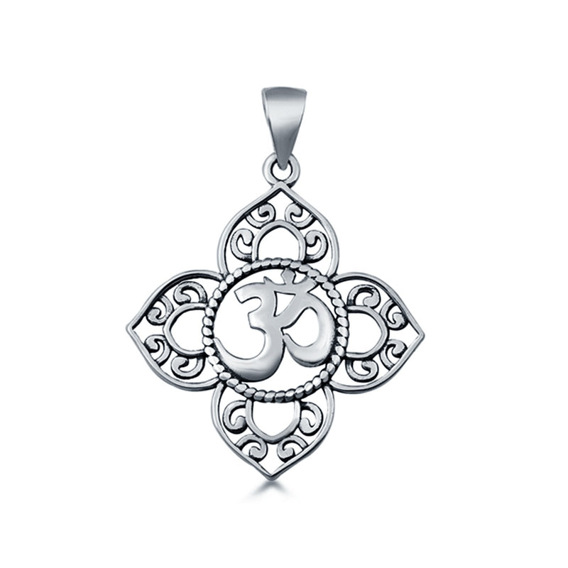 Sterling Silver Om Pendant Charm 925 Sterling Silver (25mm)