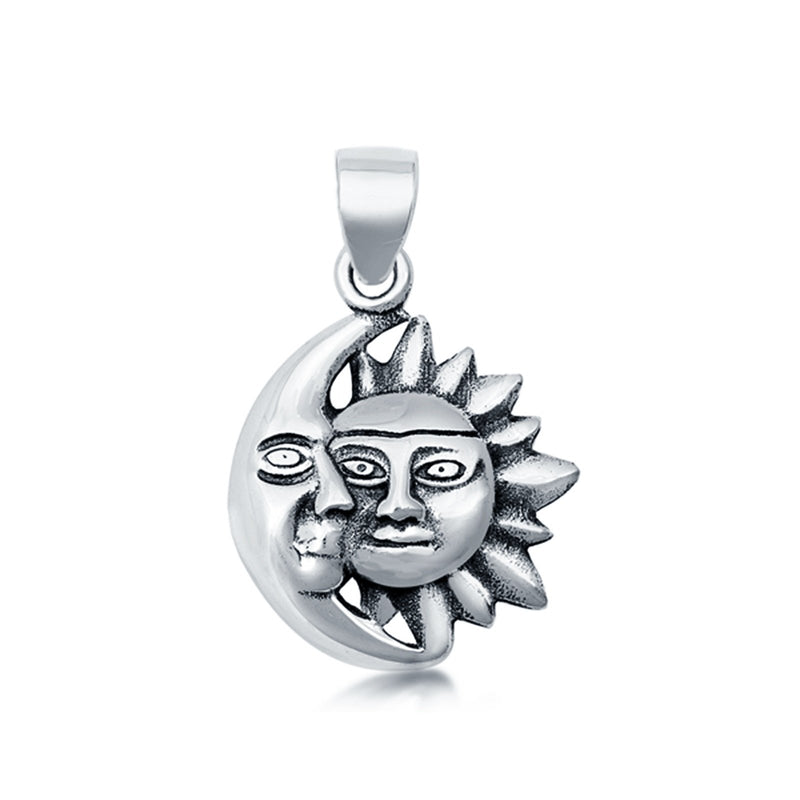 Sterling Silver Moon and Sun Pendant Charm 925 Sterling Silver