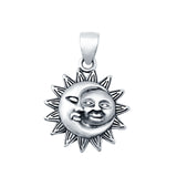 Silver Moon and Sun Pendant Charm 925 Sterling Silver (16mm)