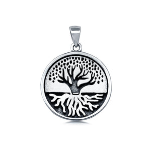 Tree of Life Roots Charm Pendant 925 Sterling Silver (21mm)