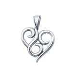 Heart Pendant Charm 925 Sterling Silver (24mm)