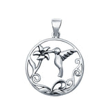 Hummingbird Charm Pendant 925 Sterling Silver (23mm)