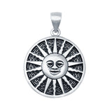 Silver Sun Pendant Charm 925 Sterling Silver (25mm)