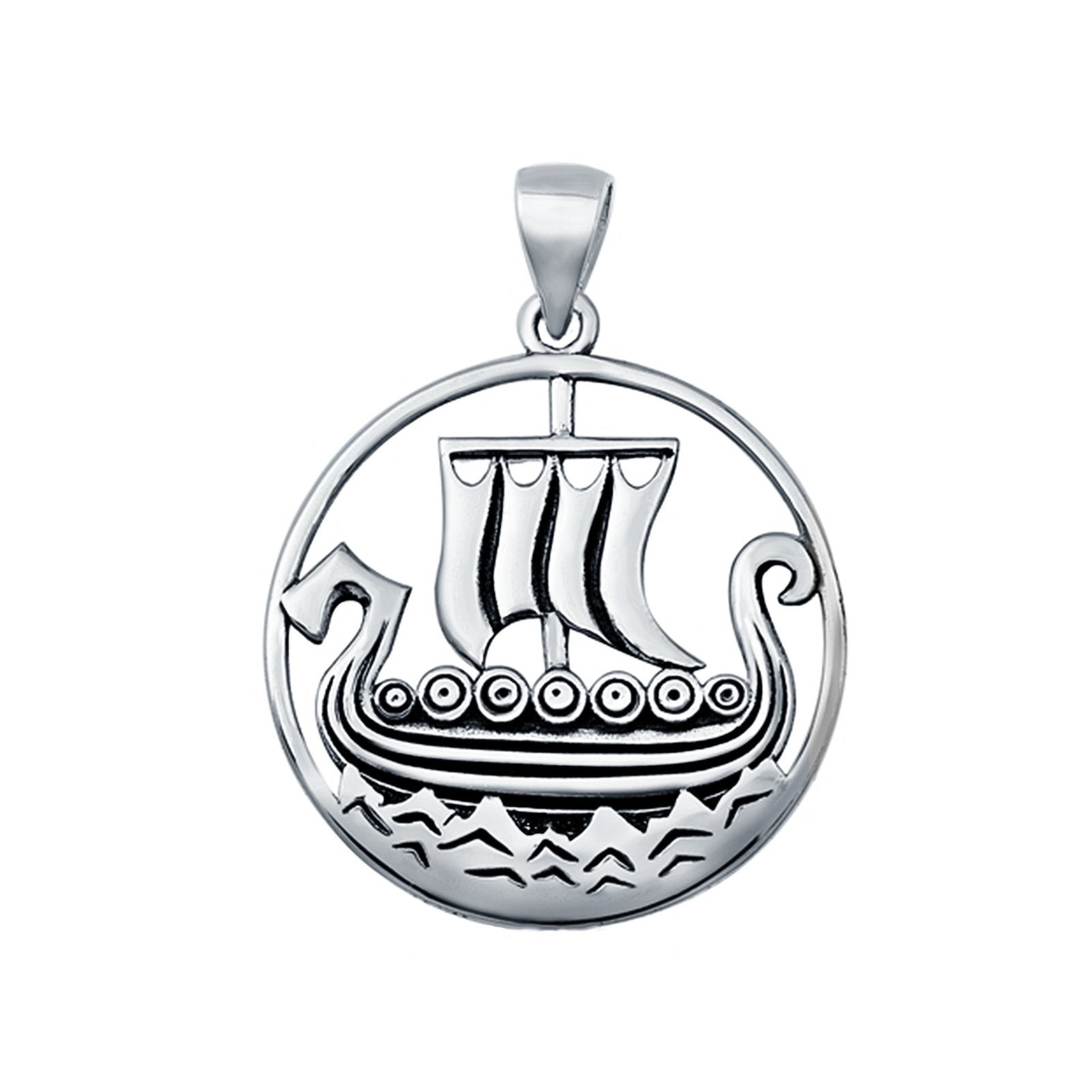Sailboat Charm Pendant 925 Sterling Silver Fashion Jewelry (24mm)