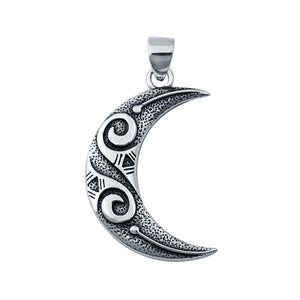 Crescent Moon Plain Pendants Charm 925 Sterling Silver