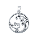 Circle of Waves Pendant Charm 925 Sterling Silver