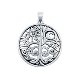 Pendant Sun, Moon & Tree Fashion Jewelry Round 925 Sterling Silver