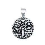 Family Tree Charm Pendant Fashion Jewelry Round 925 Sterling Silver