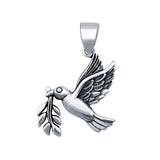 925 Sterling Silver Dove w/Olive Branch Pendant Charm