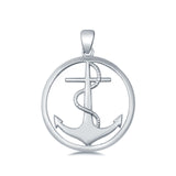 Anchor Pendant Charm Pendant Round 925 Sterling Silver