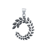 Bali Fern Charm Pendant Round 925 Sterling Silver