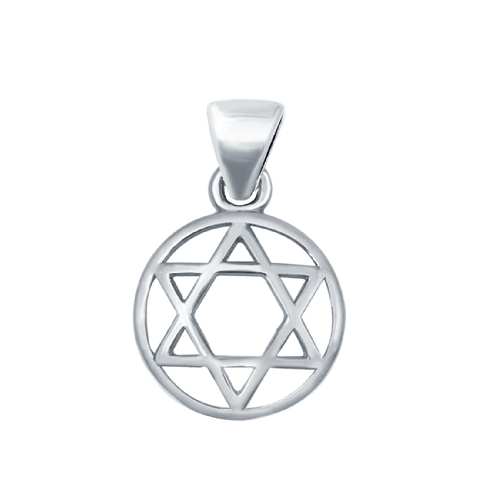 Jewish Star Charm Pendant Fashion Jewelry Round 925 Sterling Silver