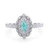 Art Deco Marquise Wedding Ring Simulated Cubic Zirconia 925 Sterling Silver