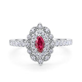 Art Deco Marquise Wedding Ring Simulated Cubic Zirconia 925 Sterling Silver