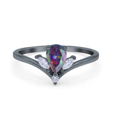 Art Deco Engagement Ring Marquise Simulated Cubic Zirconia 925 Sterling Silver