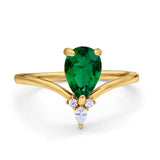 Pear Midi V Ring Wedding Ring Simulated Cubic Zirconia 925 Sterling Silver