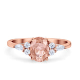 Art Deco Oval Wedding Ring Marquise Simulated Cubic Zirconia 925 Sterling Silver