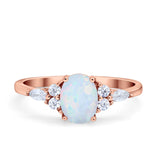 Art Deco Oval Wedding Ring Marquise Simulated Cubic Zirconia 925 Sterling Silver