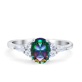 Art Deco Oval Wedding Ring Marquise Simulated Cubic Zirconia 925 Sterling Silver