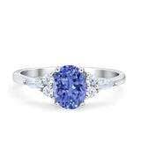 Art Deco Oval Wedding Ring Marquise Simulated Cubic Zirconia 925 Sterling Silver